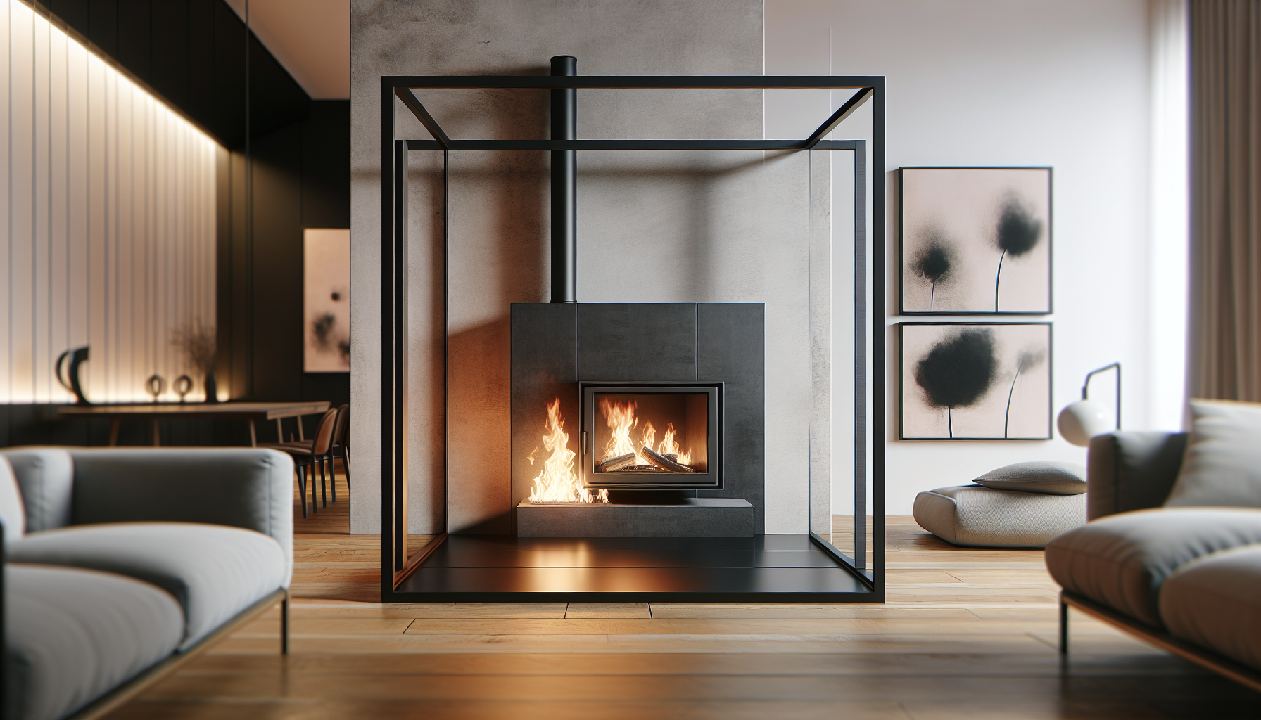 Habillage cheminée acier sur mesure